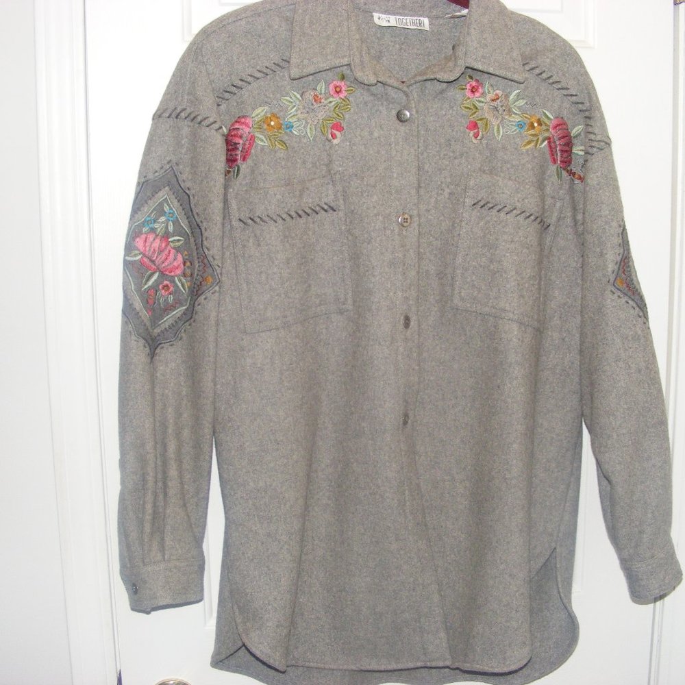 Embroidered Ladies Wool  Coat